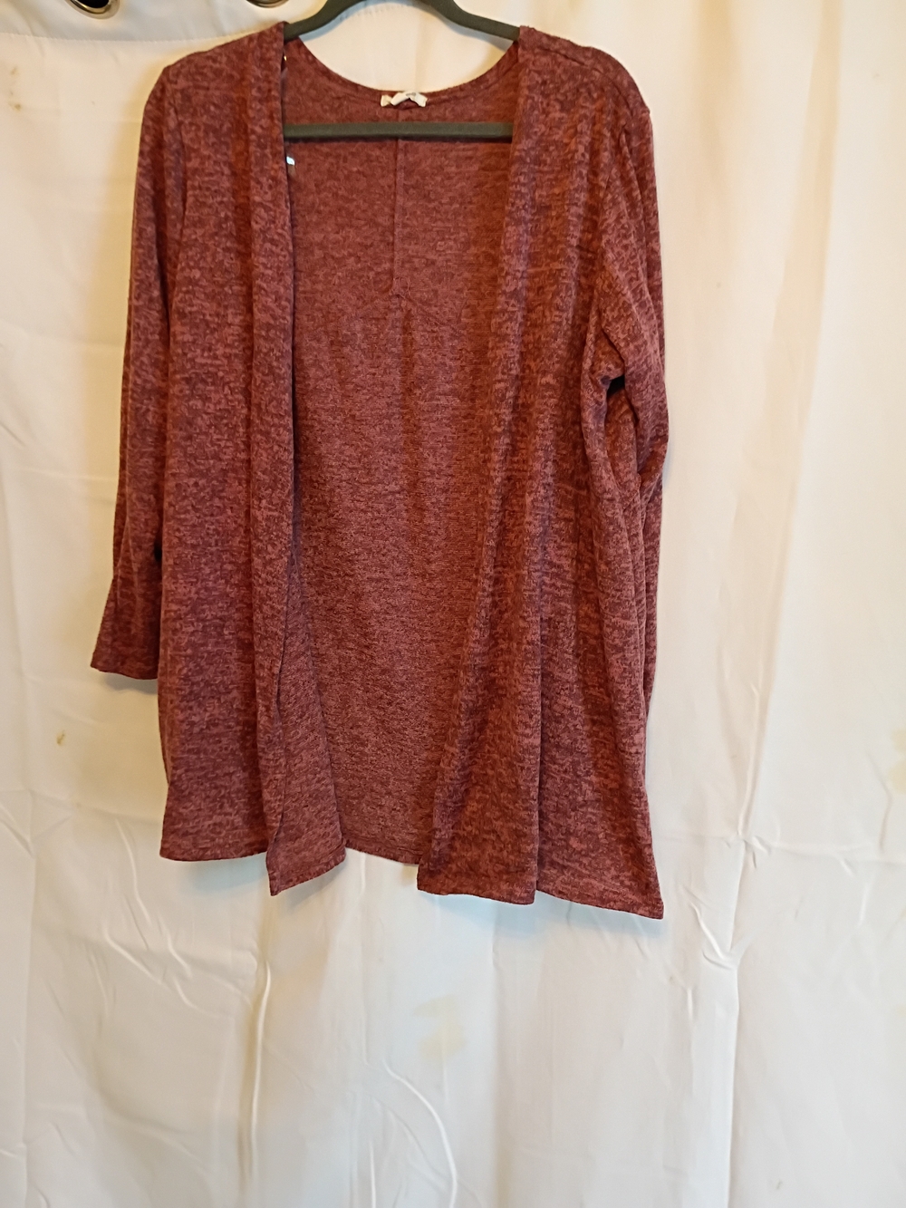 Ava James Open-Front Size 1x Heathered Pinkish/Mauve Color Cardigan.